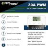 imageExpertPower 20A PWM Solar Charge Controller Kit for LiFePO4 AGM Gel Flooded Battery  12V  24V AutoSelect Intelligent Regulator  Max PV Input 55V  USB Charge  Backlight LCD Display30A