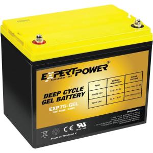 imageExpert Power 12V 75AH High Rate Deep Cycle Gel Battery For Solar Power System RV House Trolling Motor Wheelchair Universal