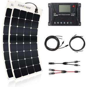 imageExpertPower 200W 12V Solar Power Kit for LiFePO4 Lithium Battery  200W Flexible Solar Panels 20A PWM Solar Charge Controller  RV Trailer Camper Marine Off Grid Solar Projects