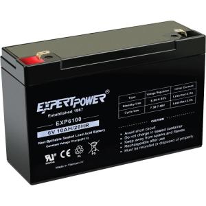 imageExpertPower 6V 10AH Sealed Lead Acid SLA Battery with F1 Terminal