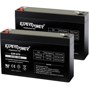 imageExpertPower 6Volt 7AH Sealed Lead Acid SLA Battery with F1 Terminal EXP670 Replaces Powertron PEA6V65F3 Enduring 3FM72 Pack  6V7 AH