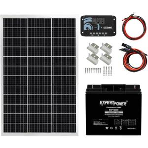 imageExpertPower Solar Kit 200W Monocrystalline Panel 12V 55AH AGM SLA Battery 20A Controller Bracket ampamp Cables  OffGrid DIY for Farm Shed Cabin Lights240WH  100W RIGID