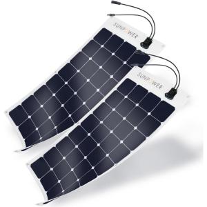 imageExpertPower 2 Pieces 100W Flexible Solar Panel HighEfficiency Module with Monocrystalline Maxeon Solar Cells for RV Boat Camping and Generator Charging Applications