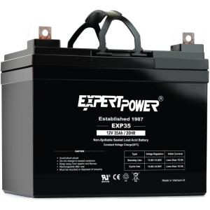 imageExpertPower 12V 35Ah Gel Deep Cycle Solar Battery Sealed Gel Technology for Marine Mobility Applications SLA11561Pack 12V SLA 35AH